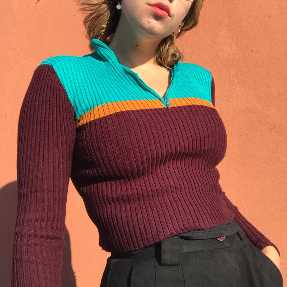 Urban Outfitters Cropped Quarter Zip Sweater